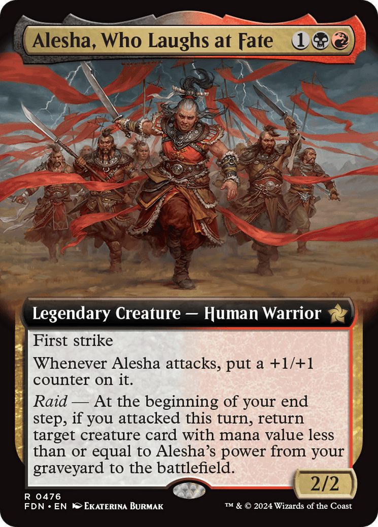 Alesha, Who Laughs at Fate (Extended Art) [Foundations] - Card Brawlers
