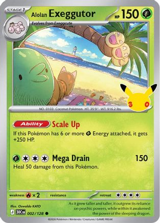 Alolan Exeggutor (002/128) - Holofoil [ME 30th Celebration] - Card Brawlers
