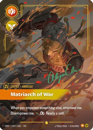 Ambessa - Matriarch of War (Signature) (196*/166) - Vendetta Foil - Card Brawlers
