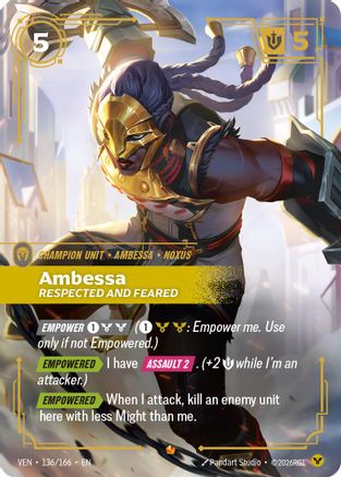 Ambessa - Respected and Feared (136/166) - Vendetta Foil - Card Brawlers