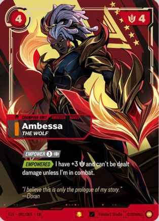 Ambessa, The Wolf (T1 Worlds Champion Signature Edition Bundle) (T1S 001/005) - Riftbound Promotional Cards Foil - Card Brawlers