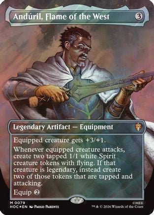 Anduril, Flame of the West (Borderless) (Surge Foil) (HOC-079) - The Hobbit: Eternal-Legal Foil - Card Brawlers