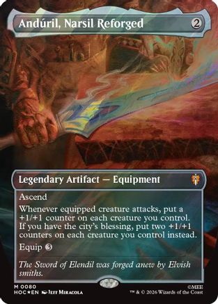 Anduril, Narsil Reforged (Borderless) (Surge Foil) (HOC-080) - The Hobbit: Eternal-Legal Foil - Card Brawlers