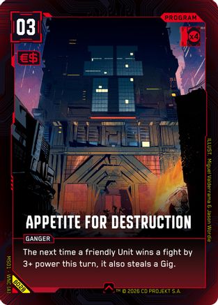 Appetite for Destruction (B028) - Welcome to Night City Beta - Card Brawlers