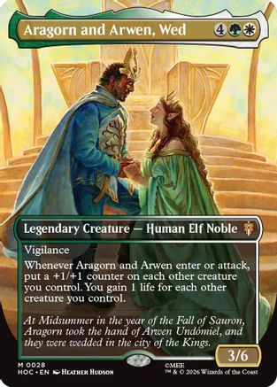 Aragorn and Arwen, Wed (Borderless) (HOC-028) - The Hobbit: Eternal-Legal Foil - Card Brawlers