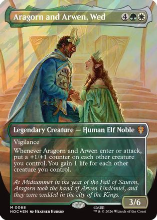 Aragorn and Arwen, Wed (Borderless) (Surge Foil) (HOC-068) - The Hobbit: Eternal-Legal Foil - Card Brawlers