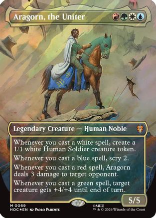Aragorn, the Uniter (Borderless) (Surge Foil) (HOC-069) - The Hobbit: Eternal-Legal Foil - Card Brawlers