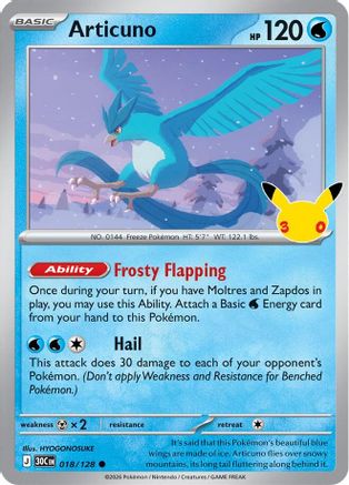 Articuno (018/128) - Holofoil [ME 30th Celebration] - Card Brawlers