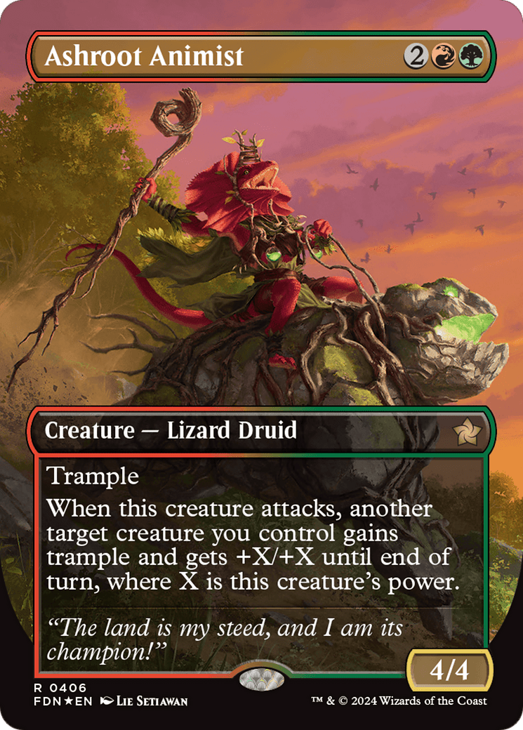 Ashroot Animist (Borderless) (Mana Foil) [Foundations] - Card Brawlers