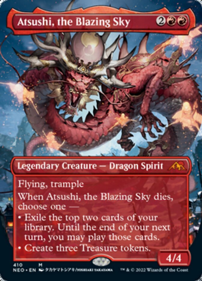 Atsushi, the Blazing Sky (Borderless Alternate Art) [Kamigawa: Neon Dynasty] - Card Brawlers