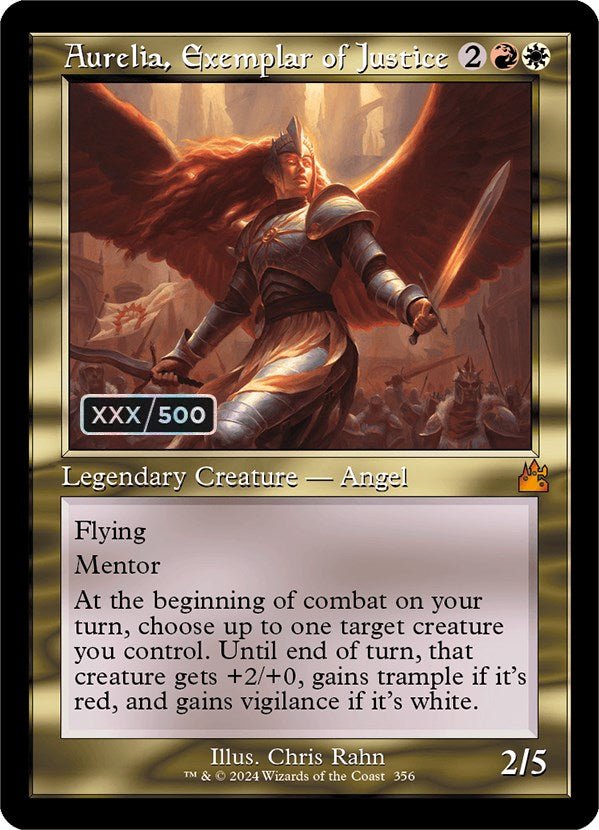 Aurelia, Exemplar of Justice (Retro) (Serialized) [Ravnica Remastered] - Card Brawlers