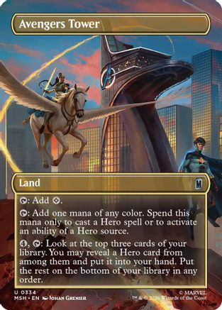 Avengers Tower (Borderless) (MSH-334) - Marvel Super Heroes - Card Brawlers
