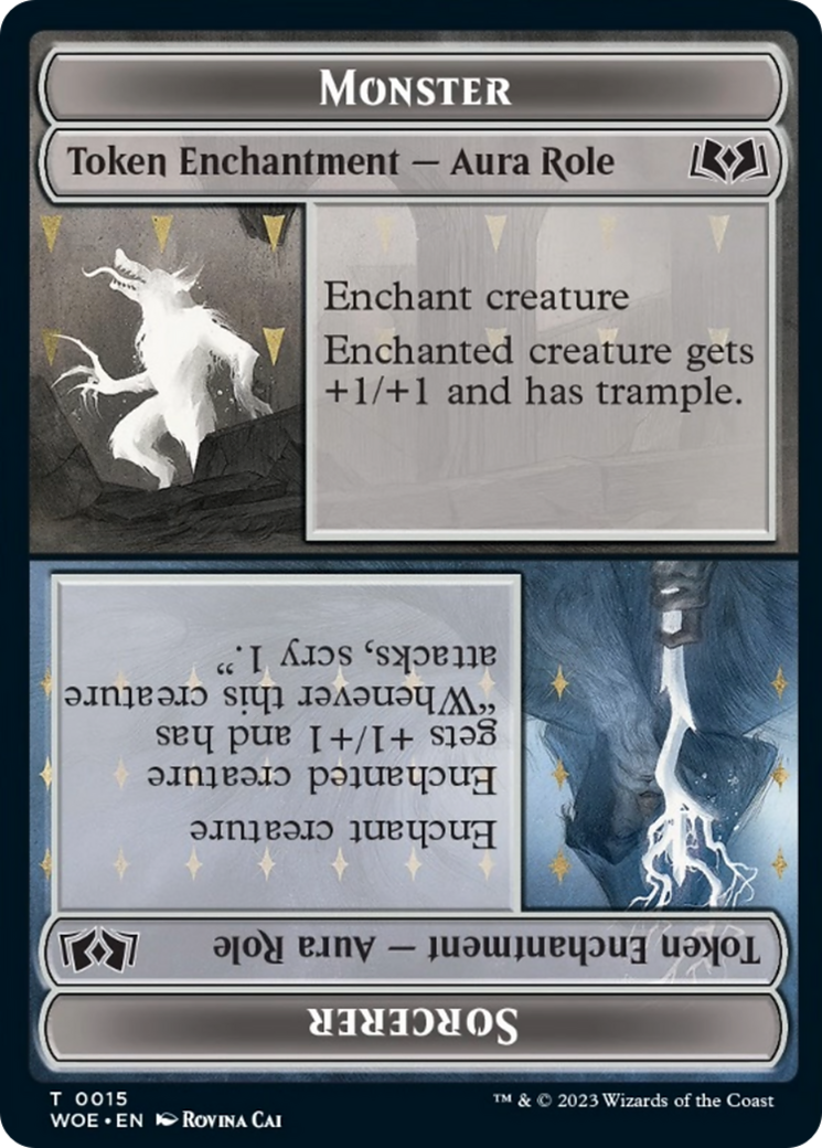 Monster Role / Sorcerer Role // Royal Role / Young Hero Role Double-Sided Token [Wilds of Eldraine Tokens] - Magic: The Gathering - Card Brawlers | Quebec | Canada |
