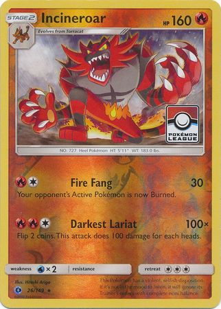 Incineroar (26/149) (League Promo) [Sun & Moon: Base Set] - Pokémon - Card Brawlers | Quebec | Canada |