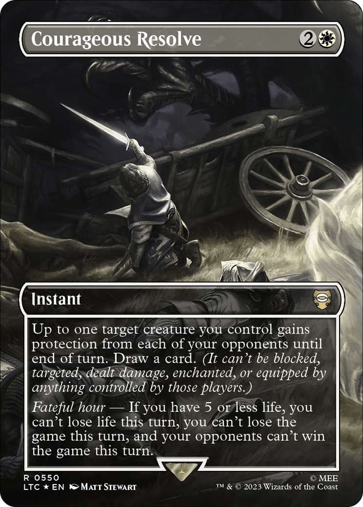 Courageous Resolve (Borderless) (Surge Foil) [The Lord of the Rings: Tales of Middle-Earth Commander] - Magic: The Gathering - Card Brawlers | Quebec | Canada |