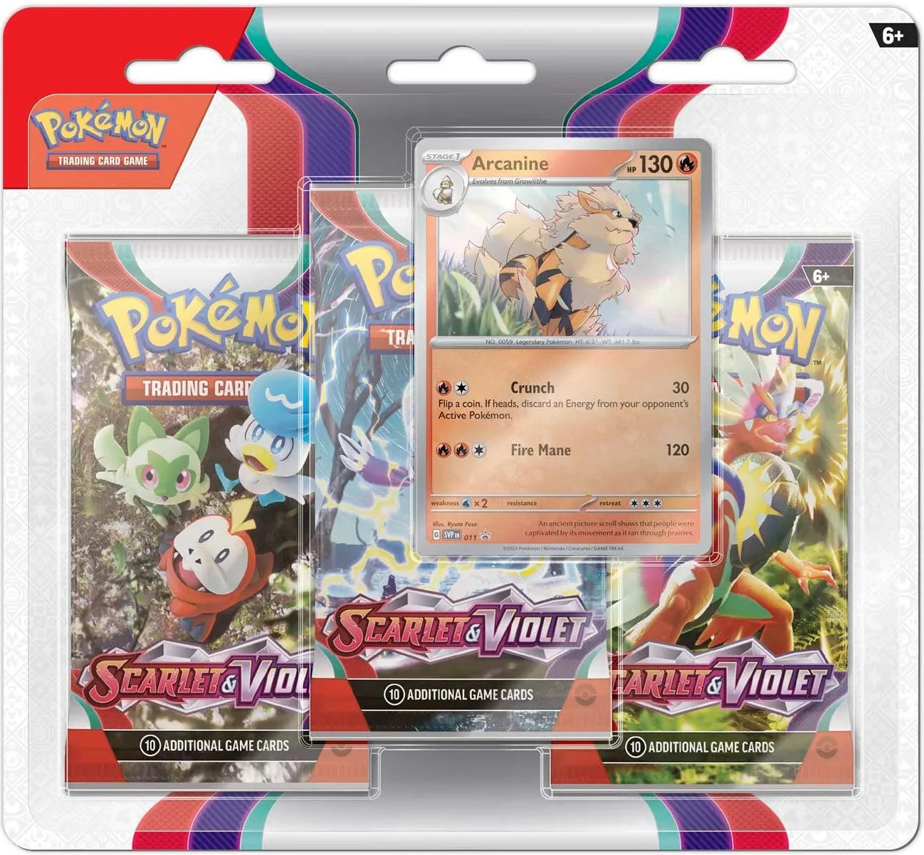 Pokemon TCG: Scarlet & Violet - Base Set - Blister Pack - Three Boosters - Arcanine - Promo - The Pokemon Company - Card Brawlers | Quebec | Canada |