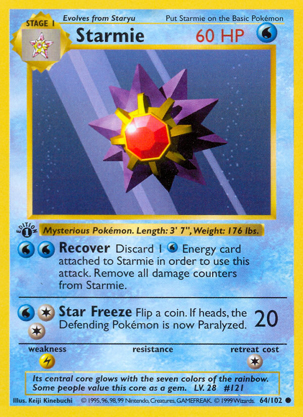Starmie (64/102) (Shadowless) [Base Set 1st Edition] - Pokémon - Card Brawlers | Quebec | Canada |
