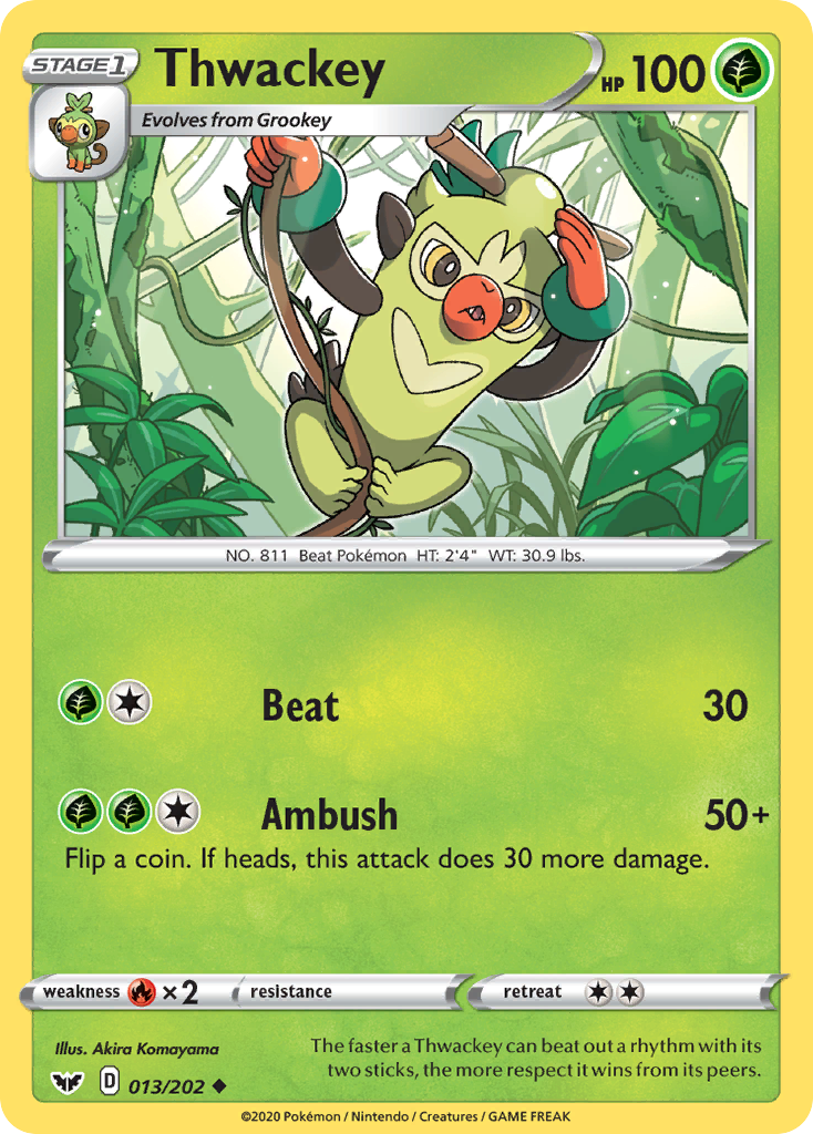Thwackey (013/202) [Sword & Shield: Base Set] - Pokémon - Card Brawlers | Quebec | Canada |