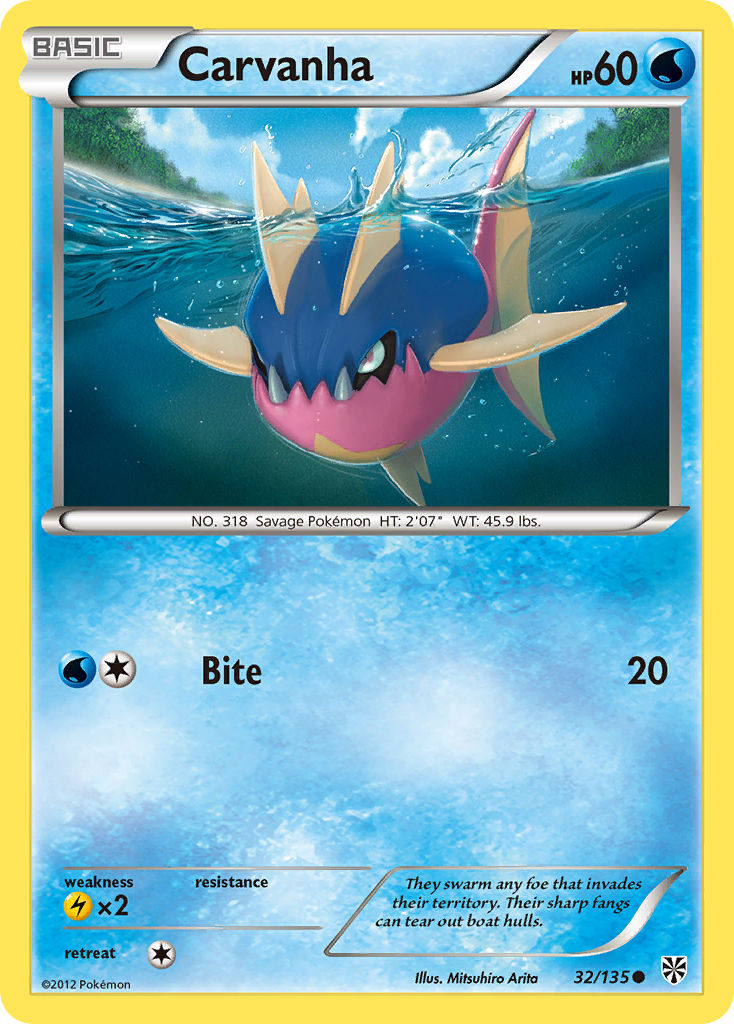 Carvanha (32/135) [Black & White: Plasma Storm] - Pokémon - Card Brawlers | Quebec | Canada |