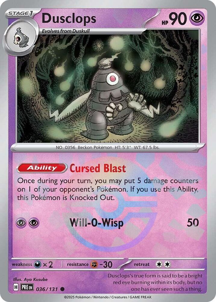 Dusclops (036/131) (Poke Ball Pattern) [Scarlet & Violet: Prismatic Evolutions] - Pokémon - Card Brawlers | Quebec | Canada |
