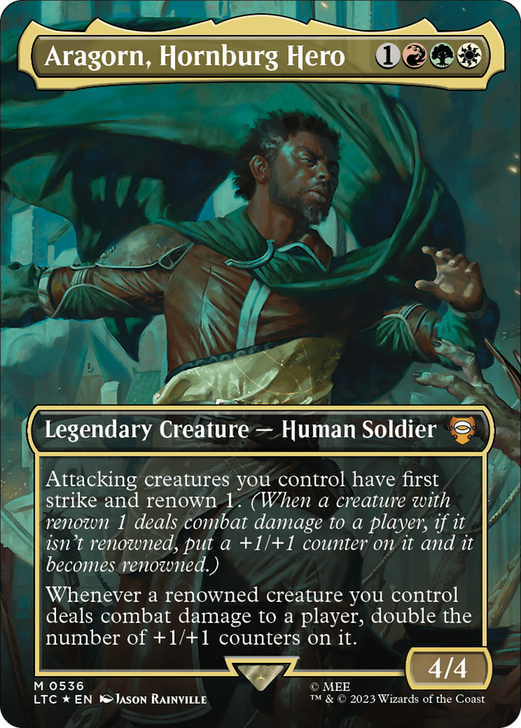 Aragorn, Hornburg Hero (Borderless) (Surge Foil) [The Lord of the Rings: Tales of Middle-Earth Commander] - Magic: The Gathering - Card Brawlers | Quebec | Canada |