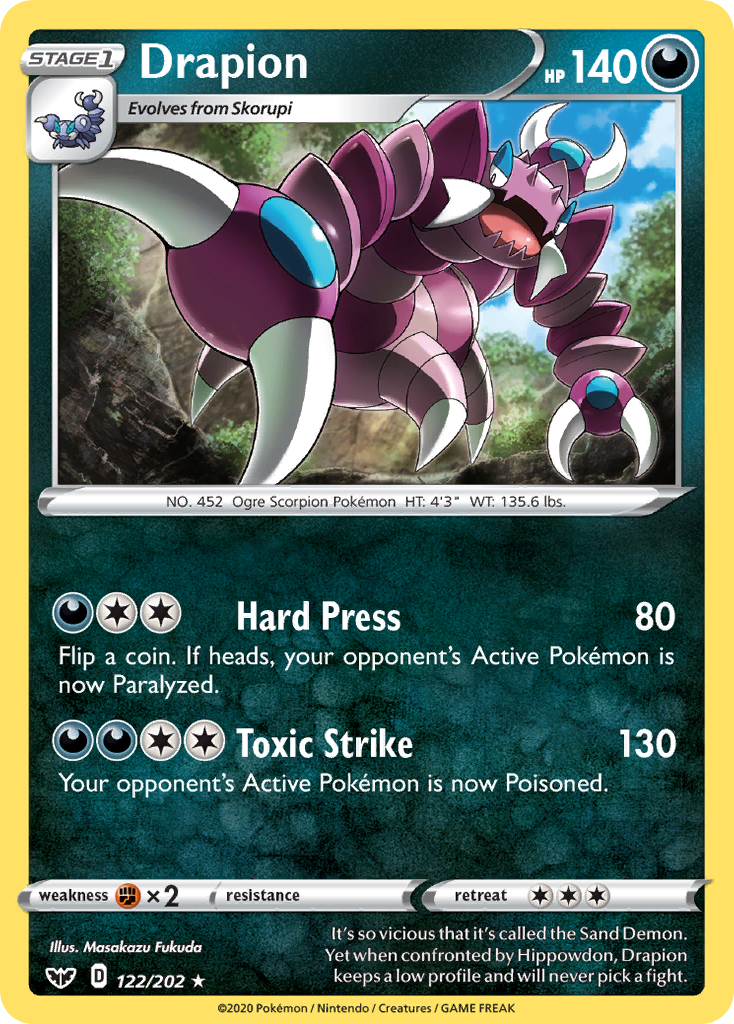 Drapion (122/202) [Sword & Shield: Base Set] - Pokémon - Card Brawlers | Quebec | Canada |