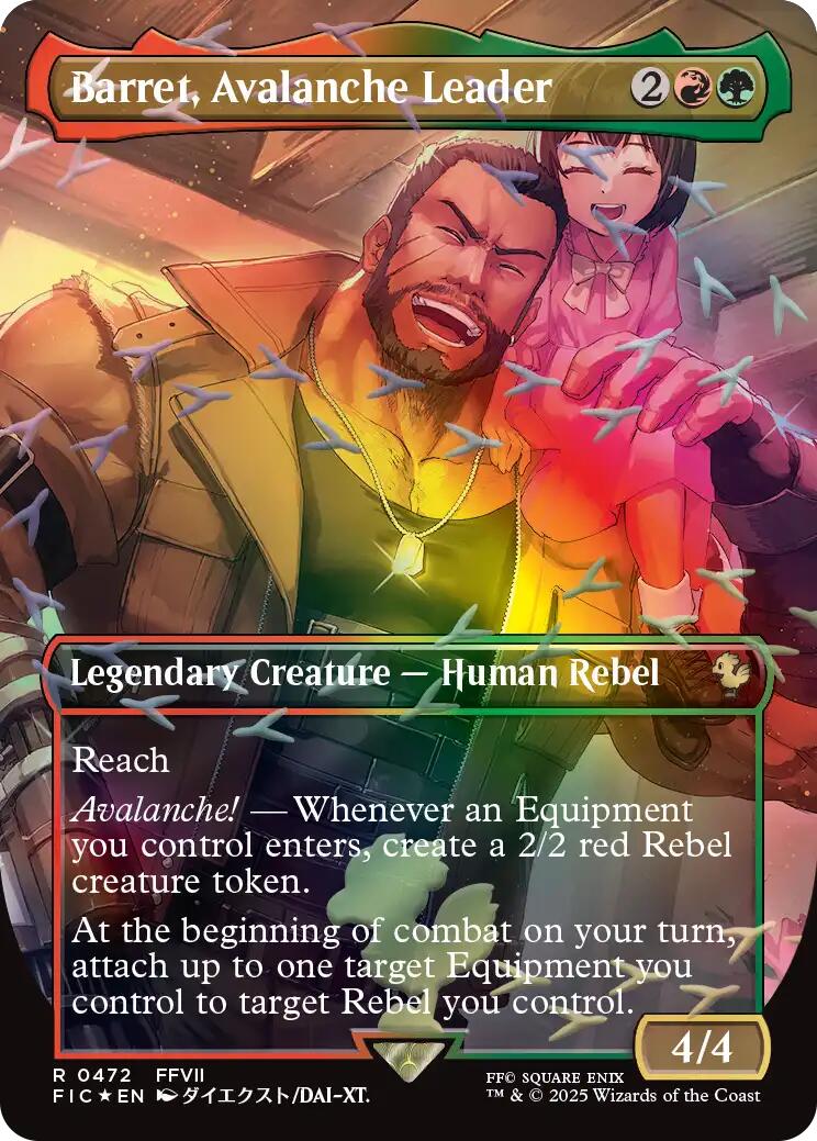 Barret, Avalanche Leader (Borderless) (Chocobo Track Foil) [FINAL FANTASY Commander] - Card Brawlers