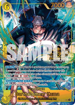 Bartholomew Kuma (Japanese Version 3rd Anniversary Set) (OP12-119) - One Piece Promotion Cards Foil - Card Brawlers