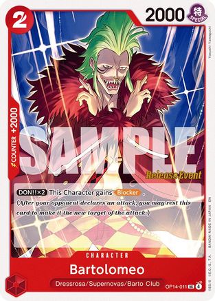 Bartolomeo (OP14-011) - The Azure Sea's Seven Release Event Cards - Card Brawlers