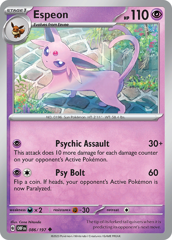 Espeon (086/197) [Scarlet & Violet: Obsidian Flames] - Pokémon - Card Brawlers | Quebec | Canada |
