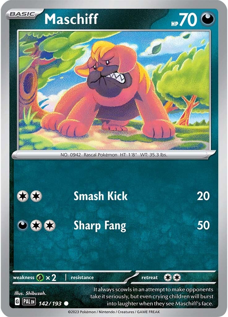 Maschiff (142/193) (Cosmos Holo) [Scarlet & Violet: Paldea Evolved] - Pokémon - Card Brawlers | Quebec | Canada |