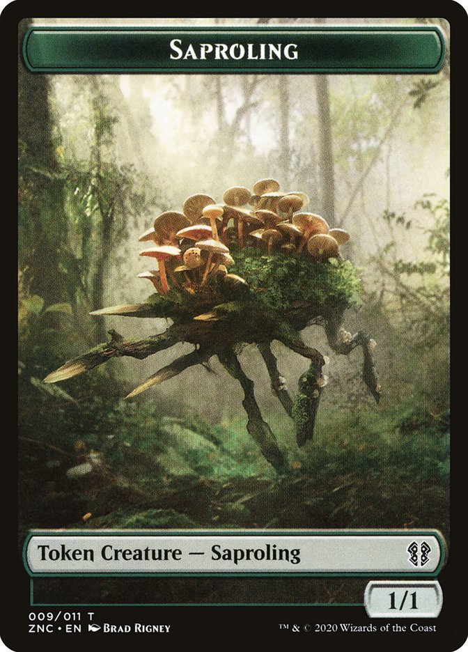 Beast // Saproling Double - Sided Token [Zendikar Rising Commander Tokens] - Card Brawlers