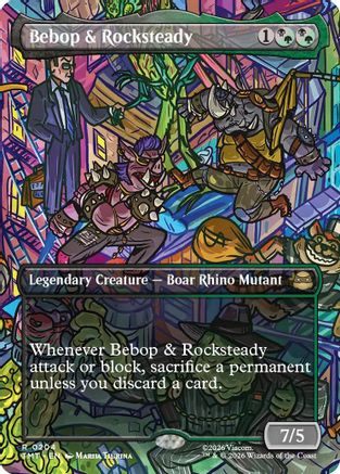 Bebop & Rocksteady (Borderless) (TMT-204) - Teenage Mutant Ninja Turtles Foil - Card Brawlers