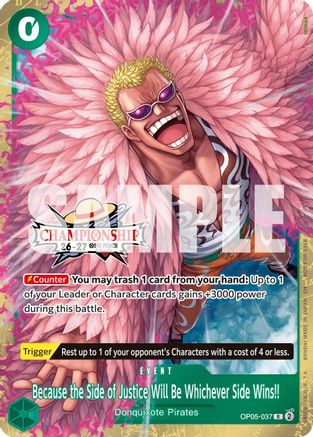 Because the Side of Justice Will Be Whichever Side Wins!! (CS 26-27 Celebration Pack) (OP05-037) - One Piece Promotion Cards Foil - Card Brawlers