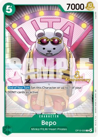 Bepo (OP13-035) - Carrying On His Will: 3rd Anniversary Tournament Cards - Card Brawlers
