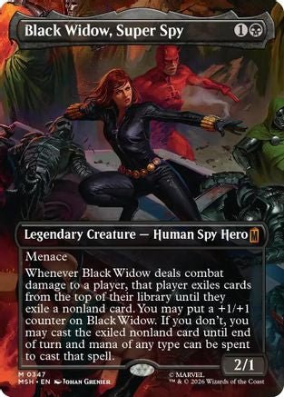 Black Widow, Super Spy (Borderless) (0347) (MSH-347) - Marvel Super Heroes Foil - Card Brawlers