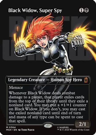 Black Widow, Super Spy (Borderless) (0364) (MSH-364) - Marvel Super Heroes - Card Brawlers