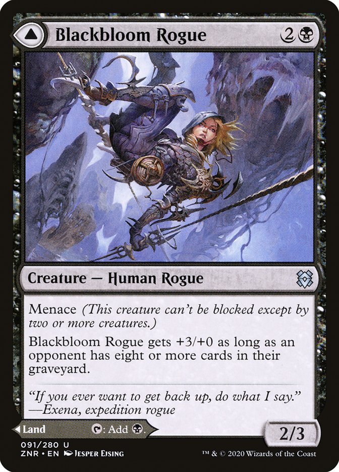 Blackbloom Rogue // Blackbloom Bog [Zendikar Rising] - Card Brawlers
