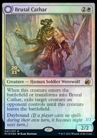 Brutal Cathar // Moonrage Brute [Innistrad: Midnight Hunt Prerelease Promos] - Card Brawlers