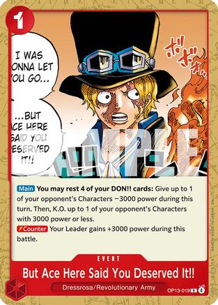 But Ace Here Said You Deserved It!! (OP13-019) - Starter Deck 35: RED/BLACK Sabo - Card Brawlers