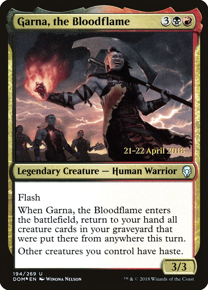 Garna, the Bloodflame [Dominaria Prerelease Promos] - Magic: The Gathering - Card Brawlers | Quebec | Canada |