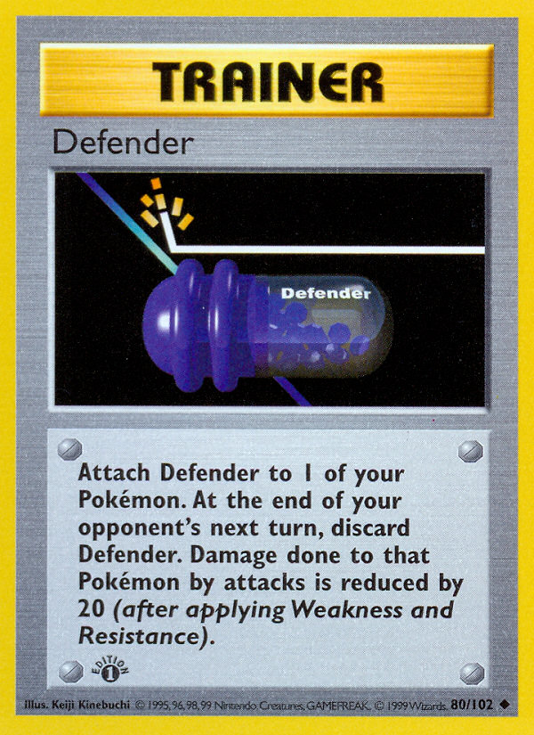 Defender (80/102) (Shadowless) [Base Set 1st Edition] - Pokémon - Card Brawlers | Quebec | Canada |
