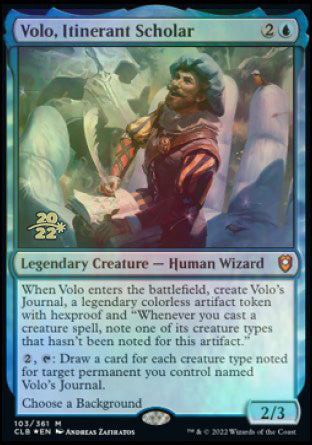 Volo, Itinerant Scholar [Commander Legends: Battle for Baldur's Gate Prerelease Promos] - Magic: The Gathering - Card Brawlers | Quebec | Canada |