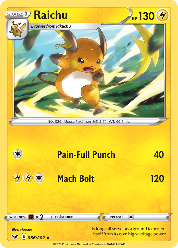 Raichu (066/202) [Sword & Shield: Base Set] - Pokémon - Card Brawlers | Quebec | Canada |