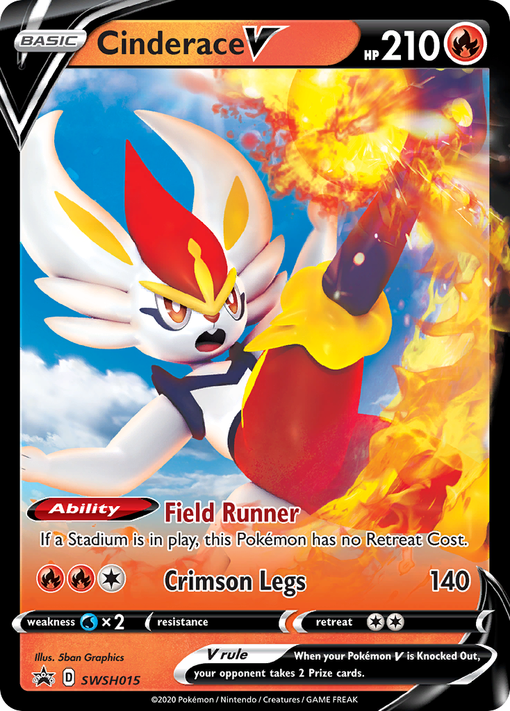 Cinderace V (SWSH015) (Jumbo Card) [Sword & Shield: Black Star Promos] - Pokémon - Card Brawlers | Quebec | Canada |