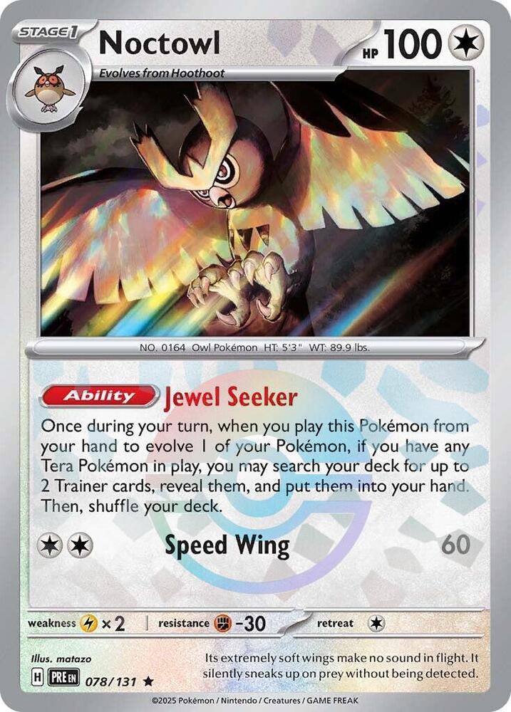 Noctowl (078/131) (Poke Ball Pattern) [Scarlet & Violet: Prismatic Evolutions] - Pokémon - Card Brawlers | Quebec | Canada |