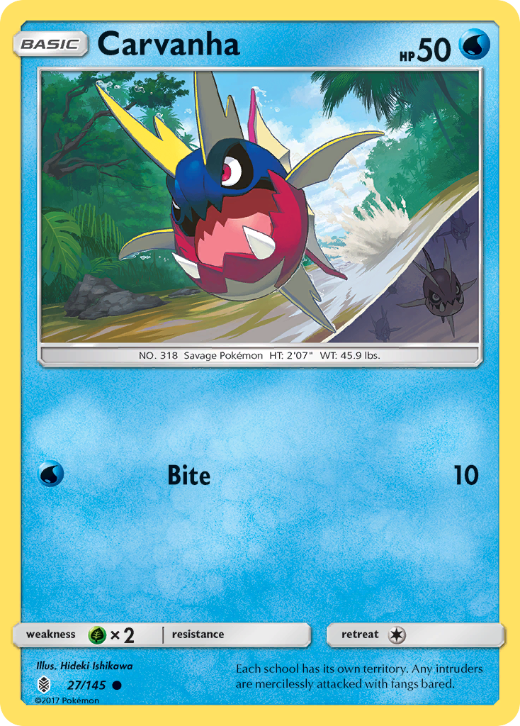 Carvanha (27/145) [Sun & Moon: Guardians Rising] - Pokémon - Card Brawlers | Quebec | Canada |