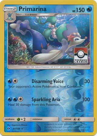 Primarina (41/149) (League Promo) [Sun & Moon: Base Set] - Pokémon - Card Brawlers | Quebec | Canada |