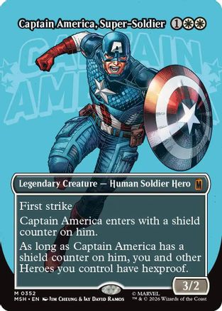 Captain America, Super-Soldier (Borderless) (0352) (MSH-352) - Marvel Super Heroes - Card Brawlers