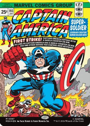Captain America, Super-Soldier (Borderless) (0387) (MSH-387) - Marvel Super Heroes Foil - Card Brawlers